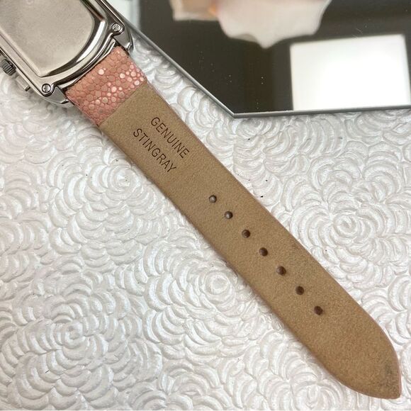 Croton All Stainless Steel Swiss Quartz Chronograph Pink Dial Sharkskin Strap - Picture 16 of 16